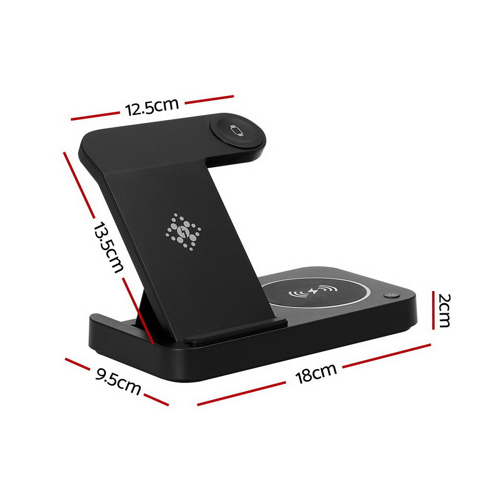 Devanti 4-in-1 Wireless Charger Station Fast Charging for Phone Black Devanti