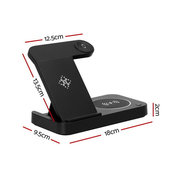 Devanti 4-in-1 Wireless Charger Station Fast Charging for Phone Black Devanti