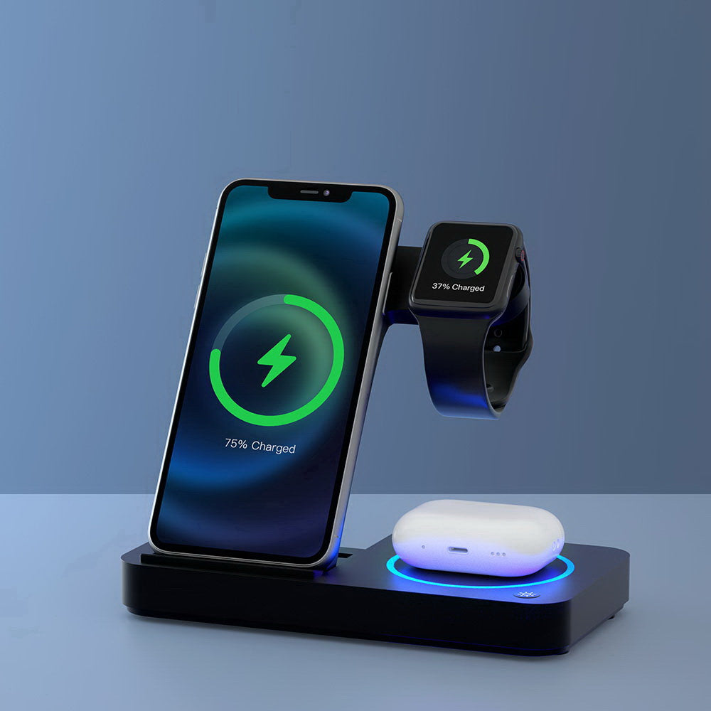 Devanti 4-in-1 Wireless Charger Station Fast Charging for Phone Black Devanti