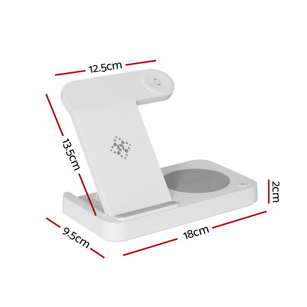 Devanti 4-in-1 Wireless Charger Dock Fast Charging for Phone White Devanti