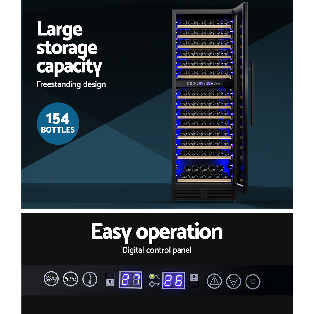 Devanti Wine Cooler Fridge Compressor Cellar Chiller Commercial Home 154 Bottles Devanti