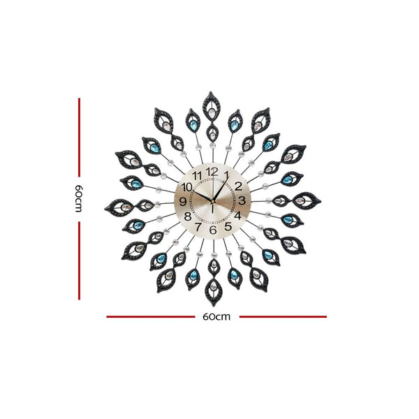 Large Modern 3D Crystal Wall Clock Luxury Art Silent Round Dial Home Decor freeshipping - Awezingly