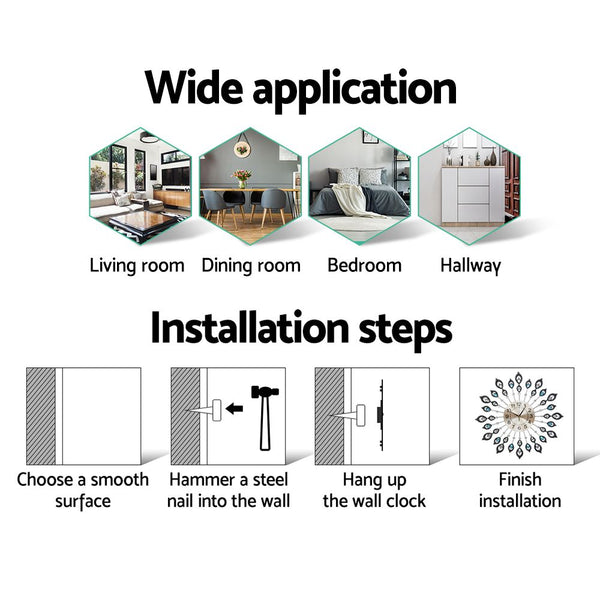 Large Modern 3D Crystal Wall Clock Luxury Art Silent Round Dial Home Decor freeshipping - Awezingly