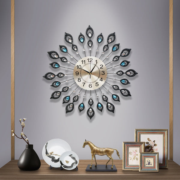 Large Modern 3D Crystal Wall Clock Luxury Art Silent Round Dial Home Decor freeshipping - Awezingly