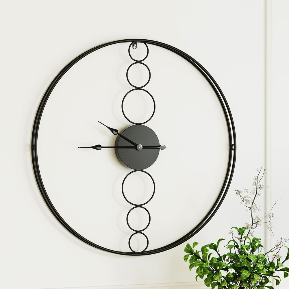 Artiss 75CM Wall Clock No Numeral Large Round Metal Luxury Home Decor Black Artiss