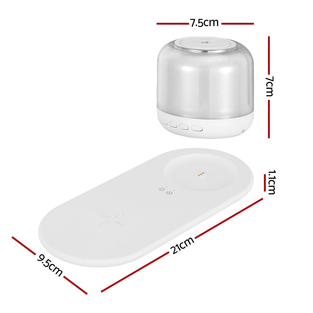 Devanti 3 in 1 Wireless Charger 15W Fast Charging RGB Light Bluetooth Speaker for Phone Devanti