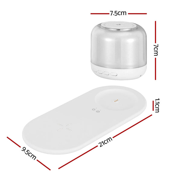 Devanti 3 in 1 Wireless Charger 15W Fast Charging RGB Light Bluetooth Speaker for Phone Devanti