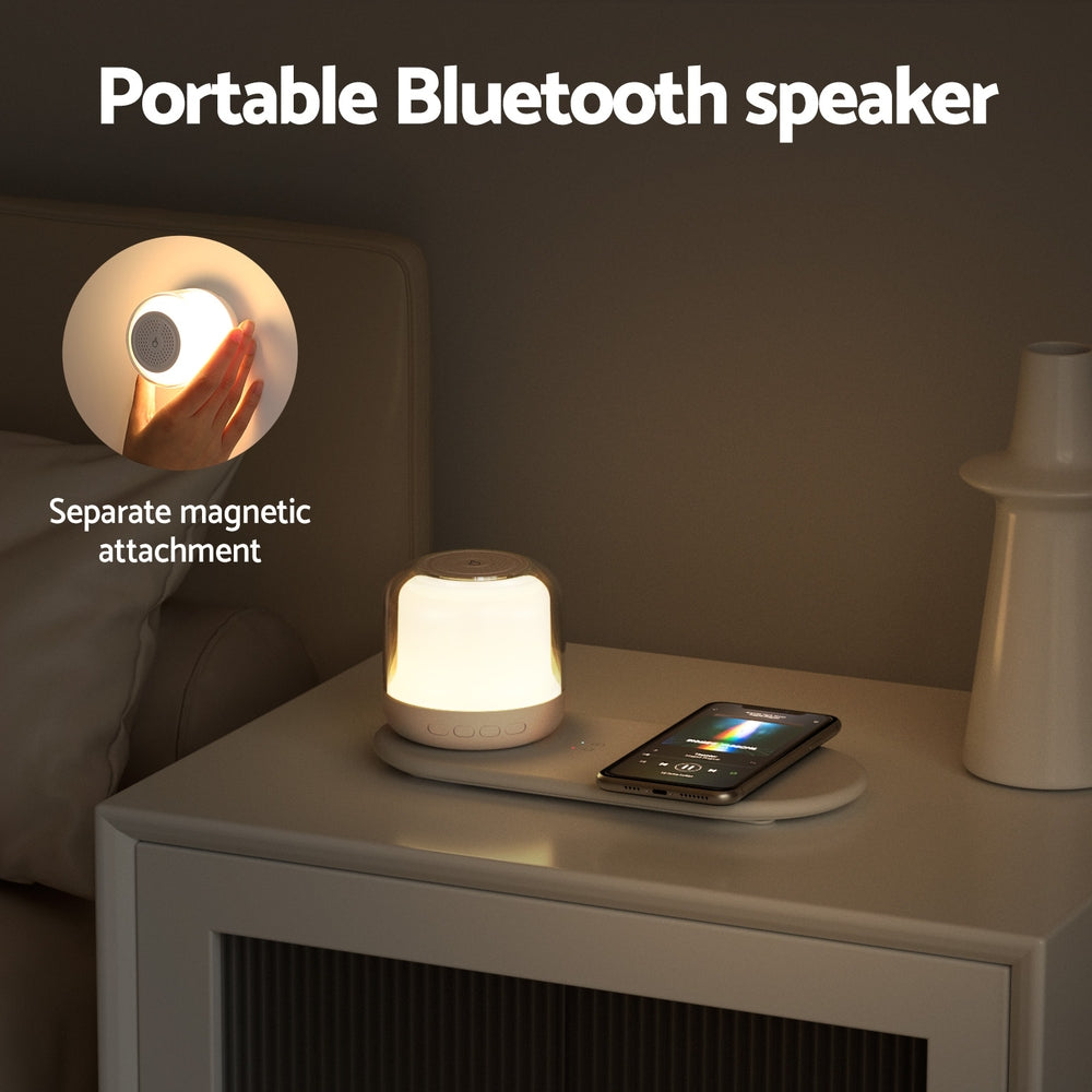 Devanti 3 in 1 Wireless Charger 15W Fast Charging RGB Light Bluetooth Speaker for Phone Devanti