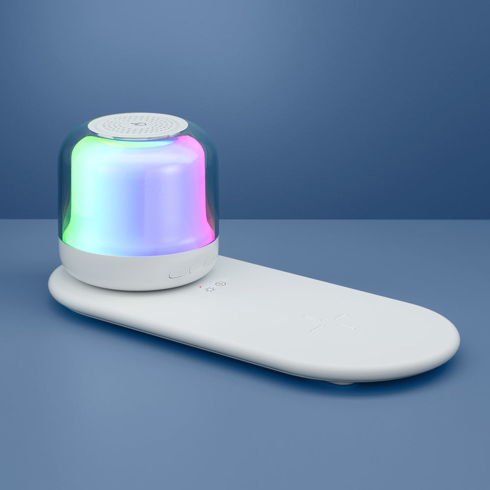 Devanti 3 in 1 Wireless Charger 15W Fast Charging RGB Light Bluetooth Speaker for Phone Devanti