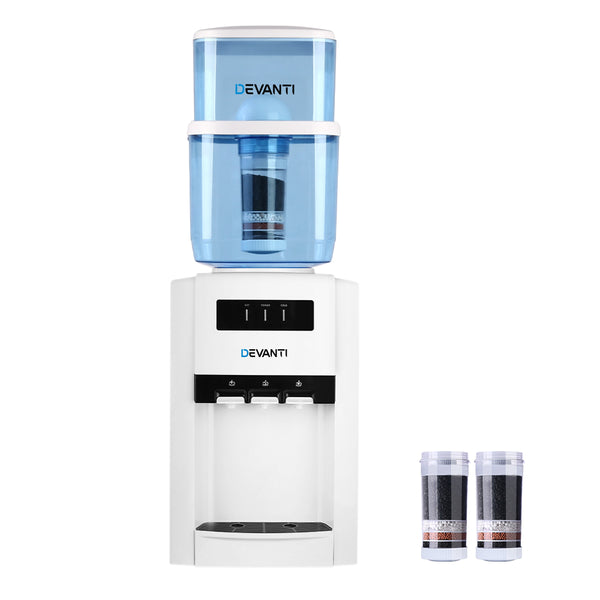 Devanti 22L Bench Top Water Cooler Dispenser Purifier Hot Cold Three Tap with 2 Replacement Filters freeshipping - Awezingly
