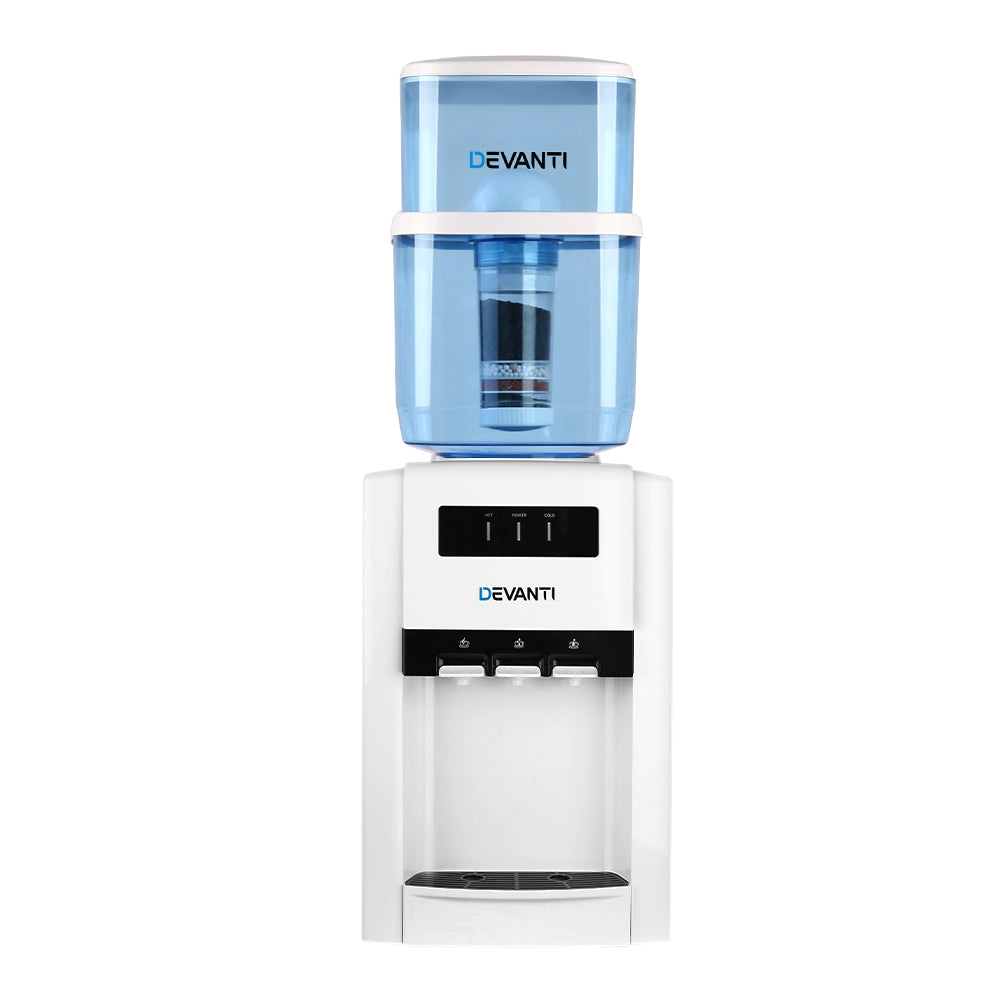 Devanti 22L Bench Top Water Cooler Dispenser Filter Purifier Hot Cold Room Temperature Three Taps freeshipping - Awezingly