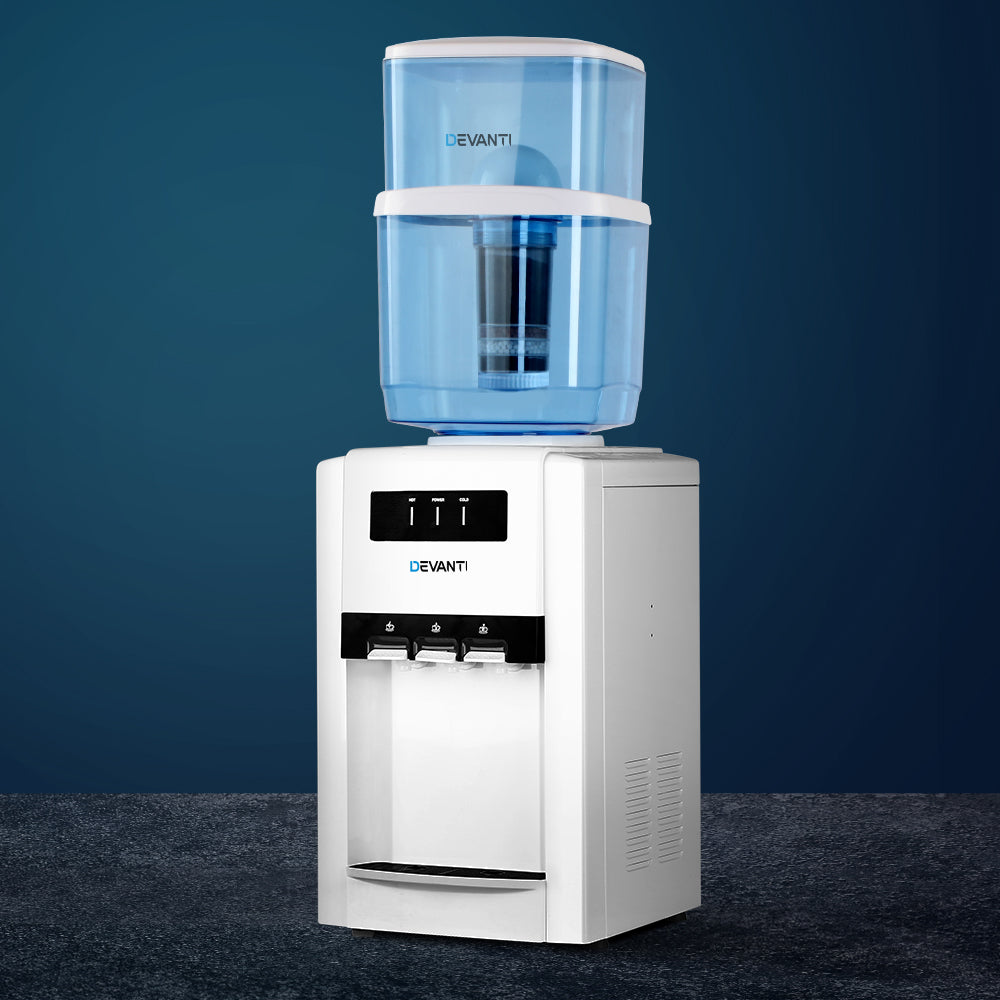 Devanti 22L Bench Top Water Cooler Dispenser Filter Purifier Hot Cold Room Temperature Three Taps freeshipping - Awezingly