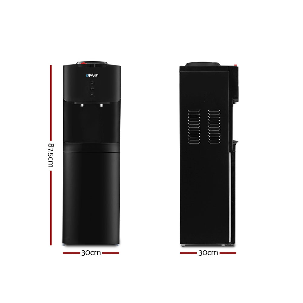 Devanti Water Cooler Dispenser Mains Bottle Stand Hot Cold Tap Office Black freeshipping - Awezingly