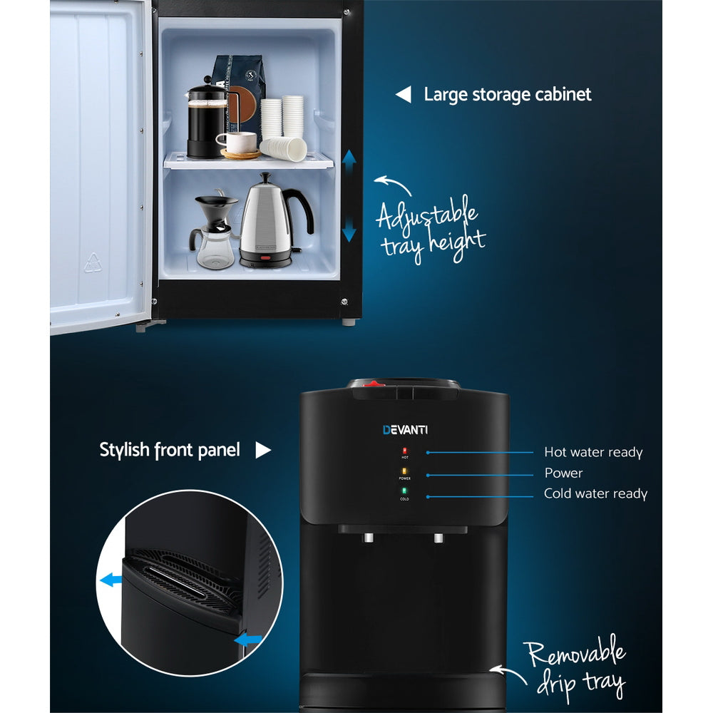 Devanti Water Cooler Dispenser Mains Bottle Stand Hot Cold Tap Office Black freeshipping - Awezingly