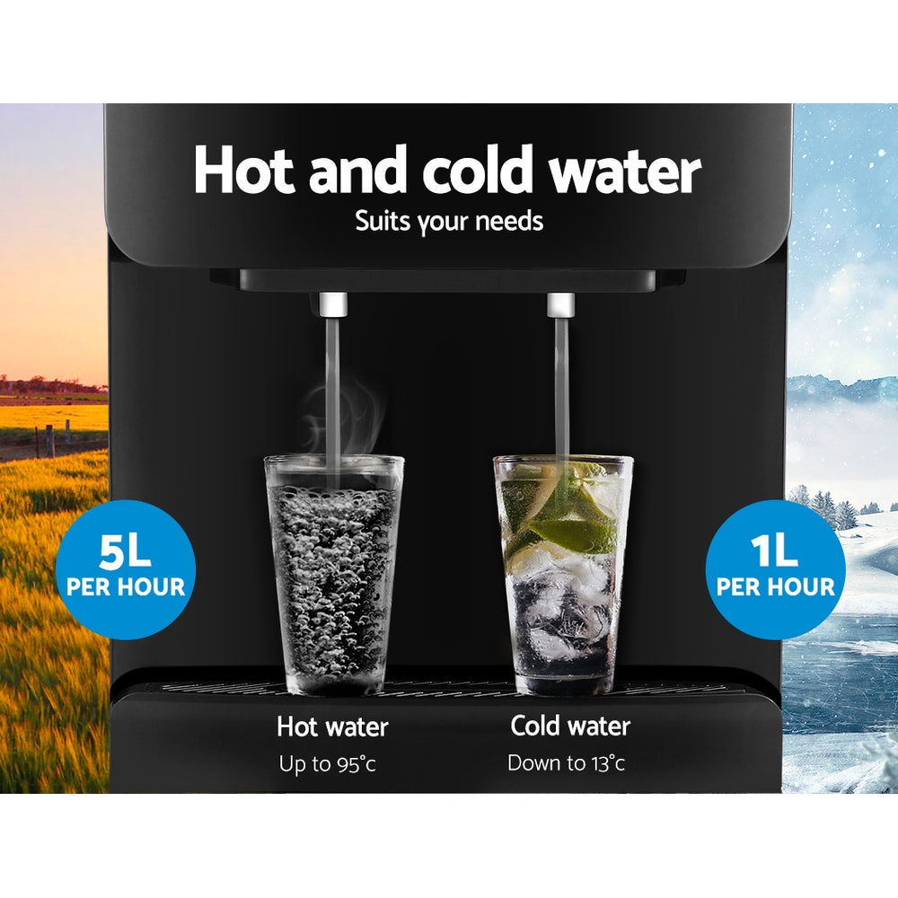 Devanti Water Cooler Dispenser Mains Bottle Stand Hot Cold Tap Office Black freeshipping - Awezingly