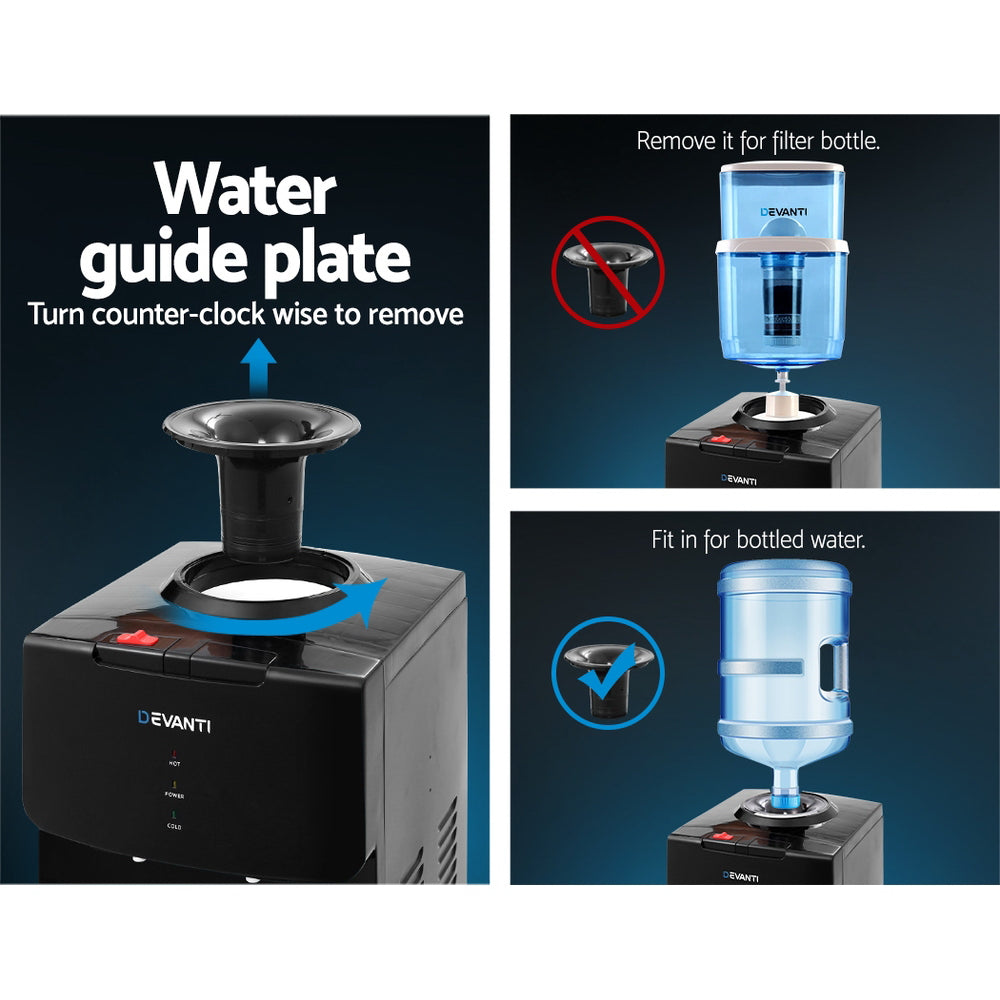 Devanti Water Cooler Dispenser Mains Bottle Stand Hot Cold Tap Office Black freeshipping - Awezingly
