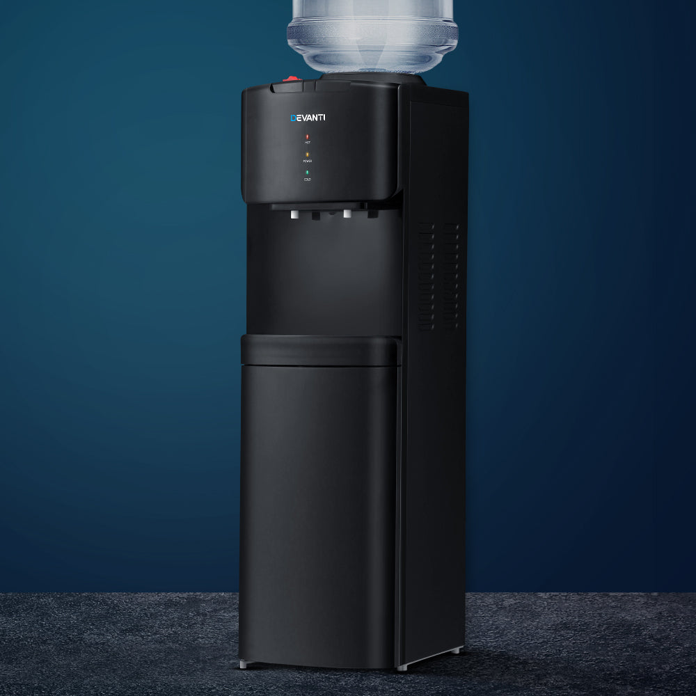 Devanti Water Cooler Dispenser Mains Bottle Stand Hot Cold Tap Office Black freeshipping - Awezingly