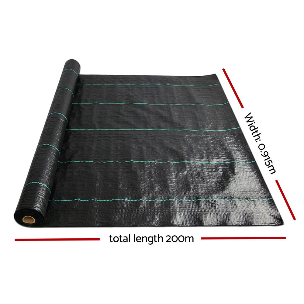 Instahut 0.915x 200m Weedmat Weed Control Mat Matting Woven Fabric Plants Instahut