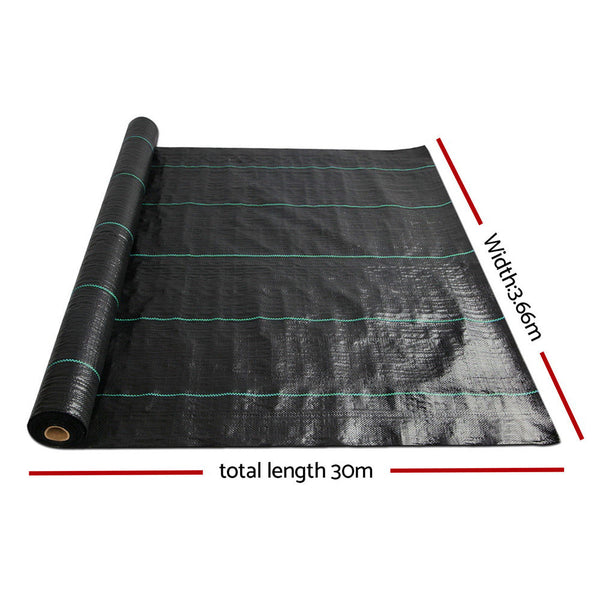 Instahut 3.66m x 30m Weedmat Weed Control Mat Woven Fabric Gardening Plant PE Instahut