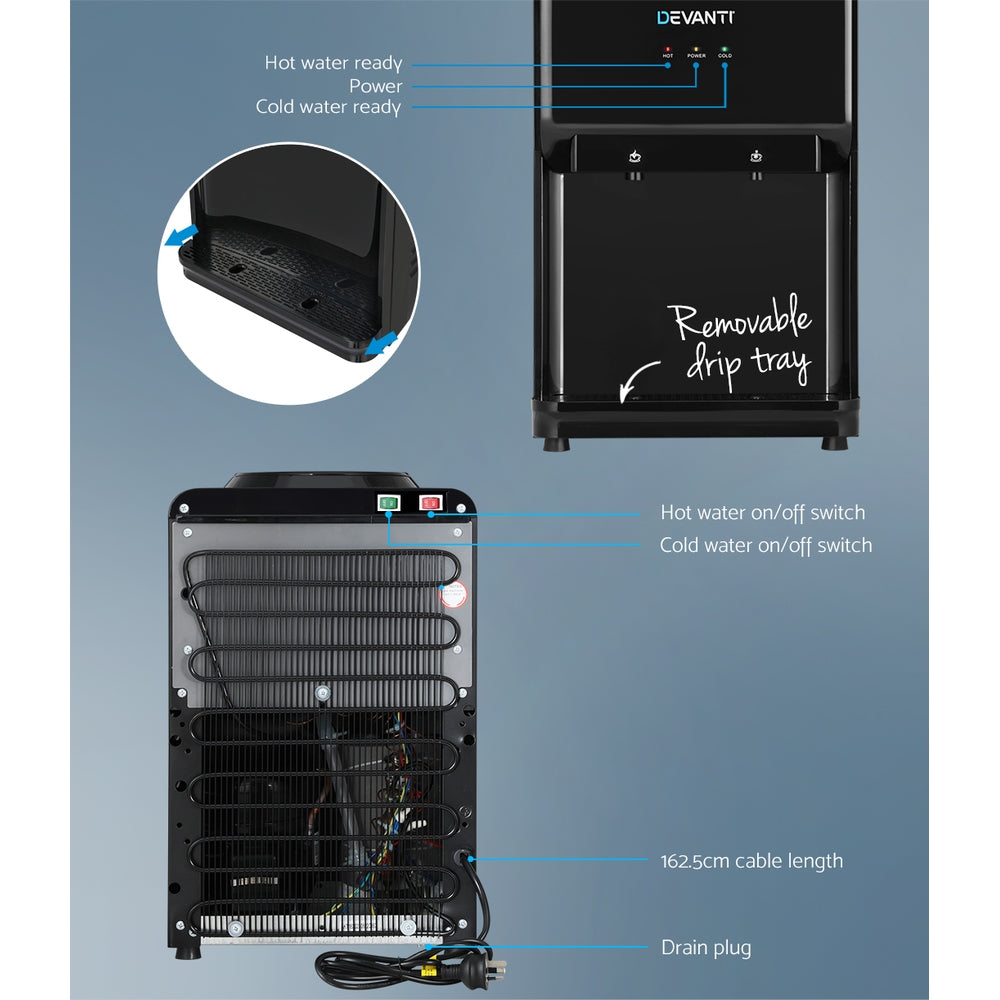 Devanti Water Cooler Dispenser Bench Top Black Devanti