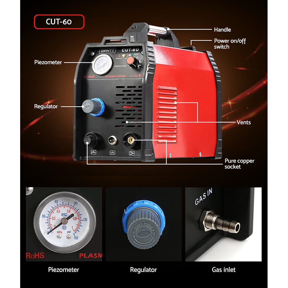 Giantz 60Amp Inverter Welder Plasma Cutter Gas DC iGBT Welding Machine Portable Giantz