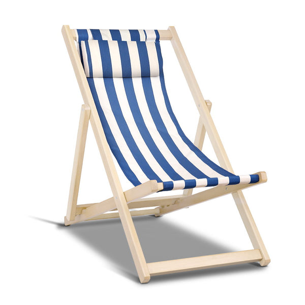 Artiss Fodable Beach Sling Chair - Blue & White freeshipping - Awezingly