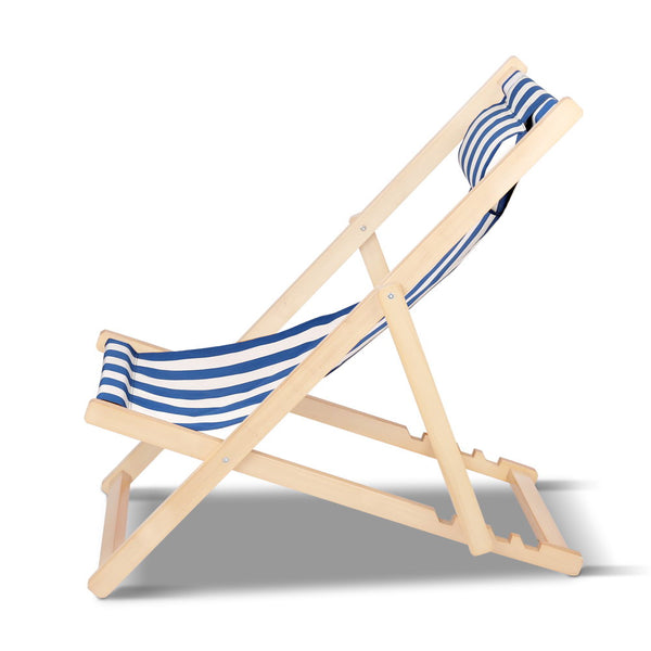Artiss Fodable Beach Sling Chair - Blue & White freeshipping - Awezingly