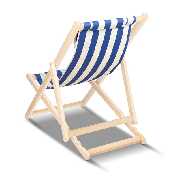Artiss Fodable Beach Sling Chair - Blue & White freeshipping - Awezingly