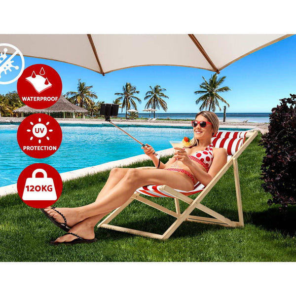 Artiss Outdoor Furniture Sun Lounge Chairs Deck Chair Folding Wooden Beach Patio freeshipping - Awezingly