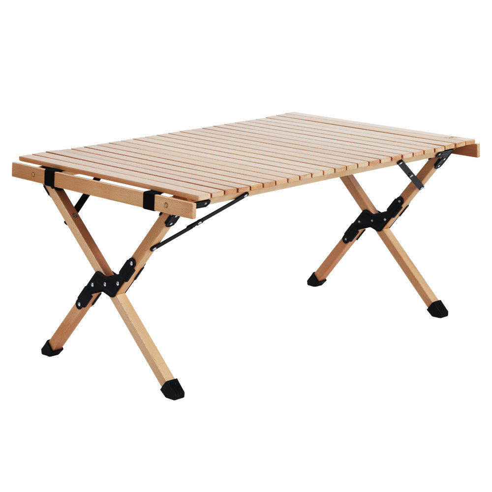Gardeon Outdoor Furniture Wooden Egg Roll Picnic Table Camping Desk 90CM Gardeon