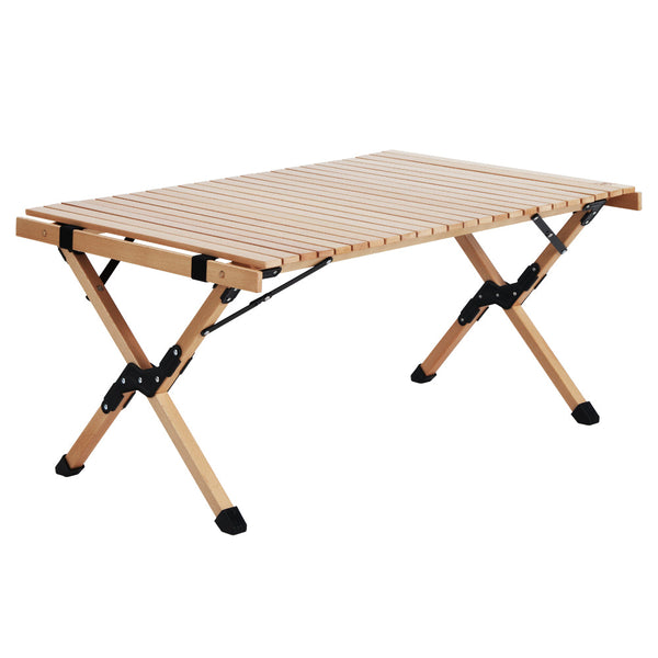 Gardeon Outdoor Furniture Wooden Egg Roll Picnic Table Camping Desk 90CM Gardeon