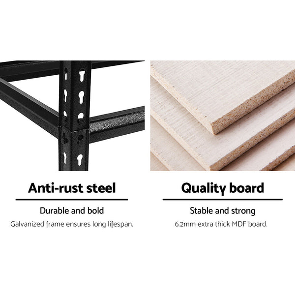 Giantz 4X1.8M Garage Shelving Warehouse Rack Storage Shelves Pallet Racking Black Giantz