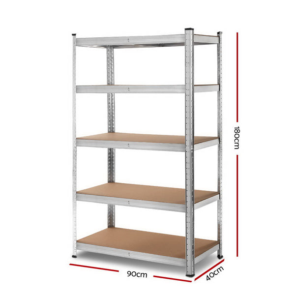 Giantz 1.8M Warehouse Racking Rack Shelving Garage Steel Metal Storage Shelves Silver freeshipping - Awezingly
