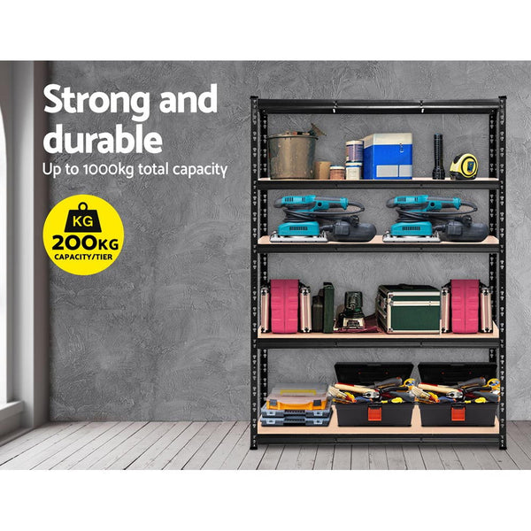Giantz 1.8M Warehouse Racking Shelving Storage Shelf Garage Shelves Rack Steel Black freeshipping - Awezingly