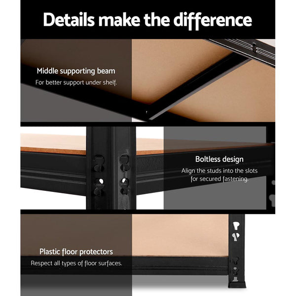 Giantz 1.8M Warehouse Racking Shelving Storage Shelf Garage Shelves Rack Steel Black freeshipping - Awezingly