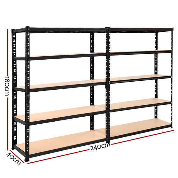 Giantz 2.4MX1.8M Garage Shelving Warehouse Rack Pallet Racking Storage Steel Black Giantz