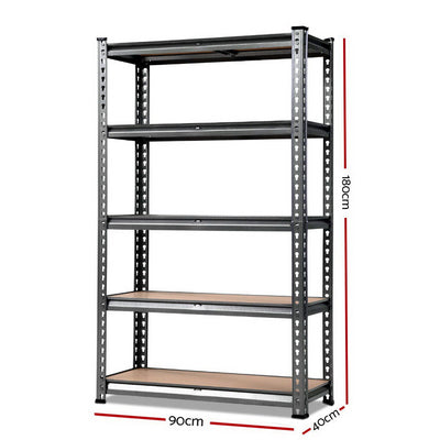 1.8M 5-Shelves Steel Warehouse Shelving Racking Garage Storage Rack charcoal