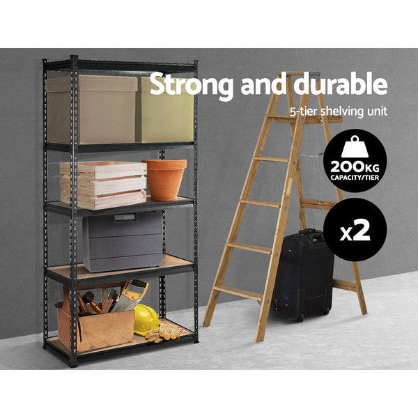 2x1.8M 5-Shelves Steel Warehouse Shelving Racking Garage Storage Rack Grey freeshipping - Awezingly