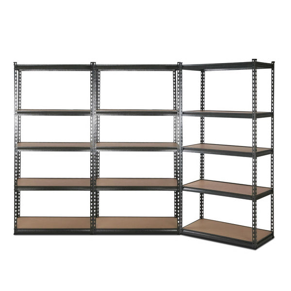 3x1.8M 5-Shelves Steel Warehouse Shelving Racking Garage Storage Rack Grey freeshipping - Awezingly