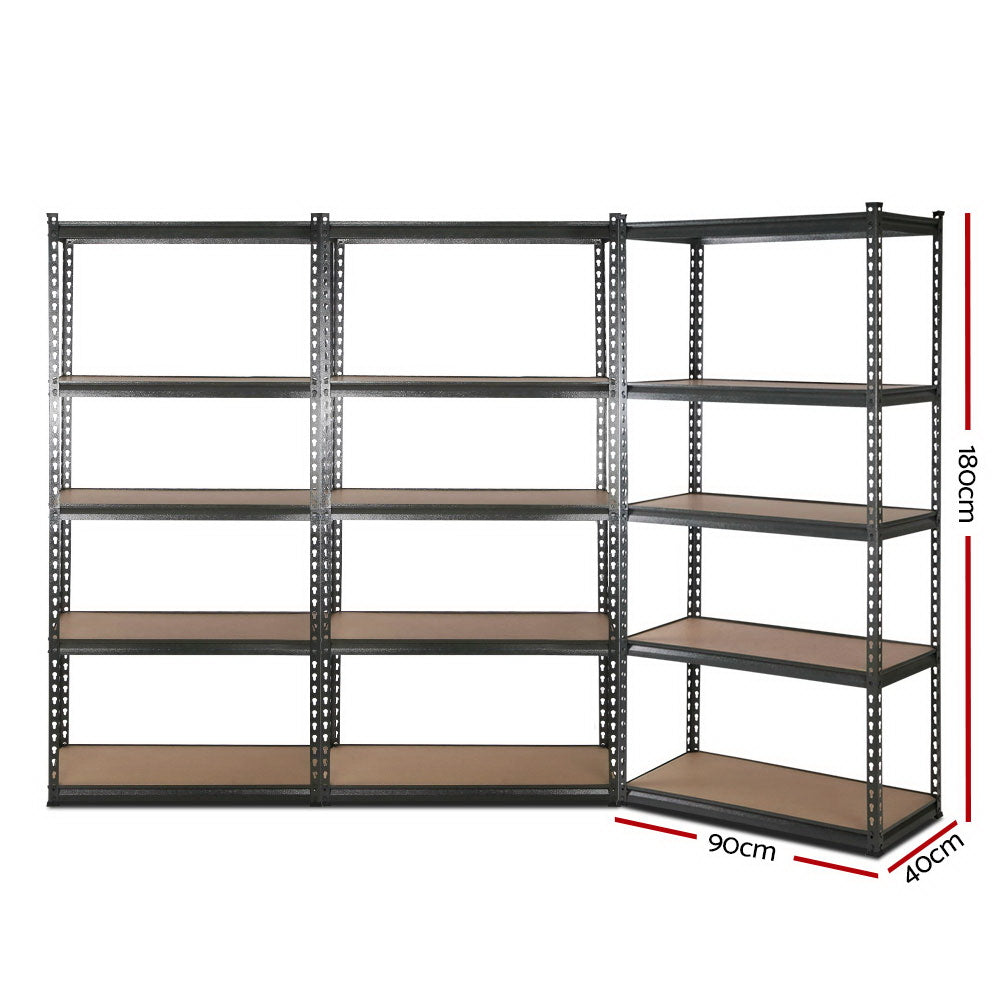 3x1.8M 5-Shelves Steel Warehouse Shelving Racking Garage Storage Rack Grey freeshipping - Awezingly