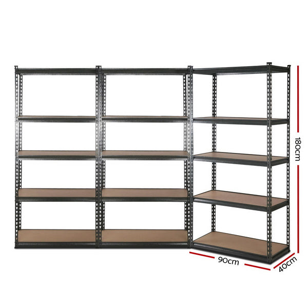 3x1.8M 5-Shelves Steel Warehouse Shelving Racking Garage Storage Rack Grey freeshipping - Awezingly