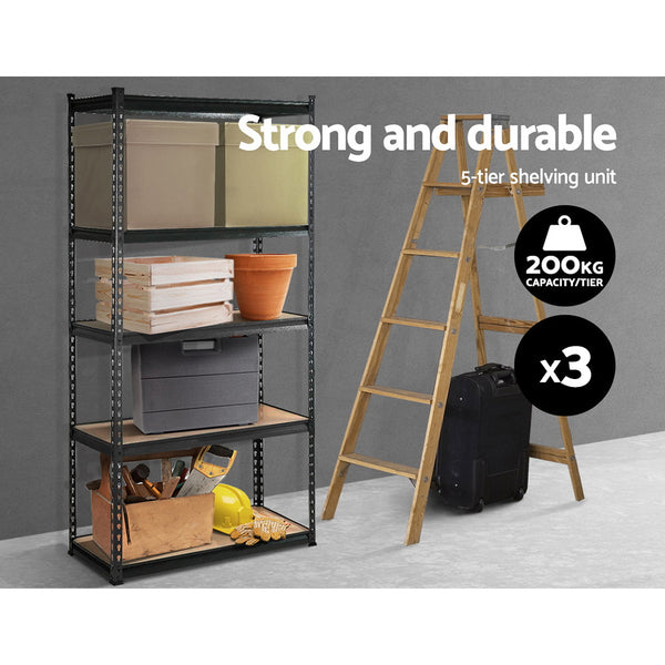 3x1.8M 5-Shelves Steel Warehouse Shelving Racking Garage Storage Rack Grey freeshipping - Awezingly