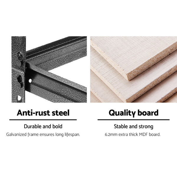 3x1.8M 5-Shelves Steel Warehouse Shelving Racking Garage Storage Rack Grey freeshipping - Awezingly