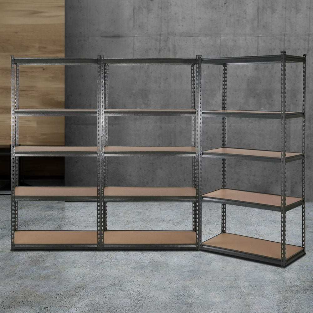 3x1.8M 5-Shelves Steel Warehouse Shelving Racking Garage Storage Rack Grey freeshipping - Awezingly