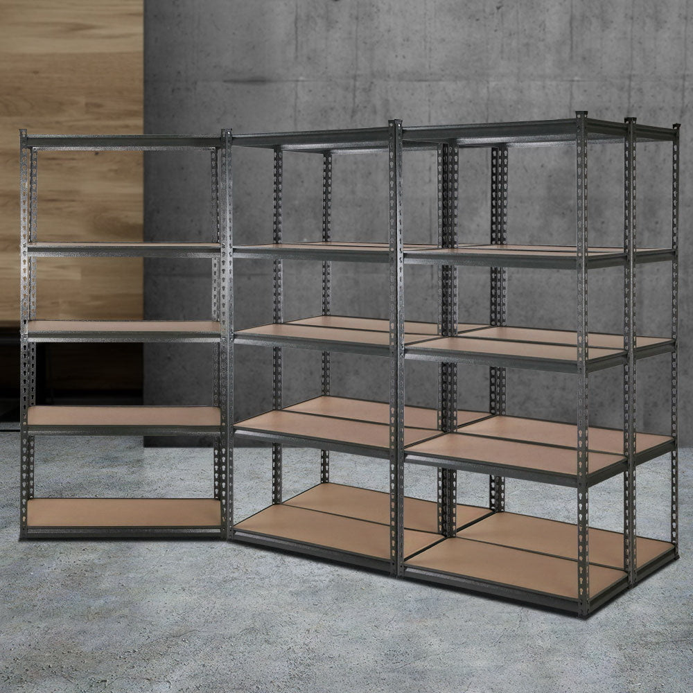 5x1.8M 5-Shelves Steel Warehouse Shelving Racking Garage Storage Rack Grey freeshipping - Awezingly