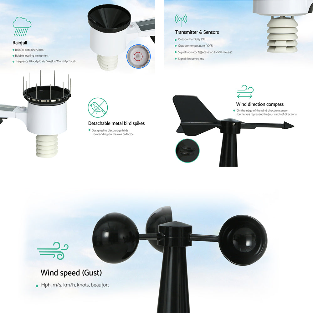 Devanti Weather Station Indoor Outdoor Wireless WiFi Professional Solar Sensor Devanti