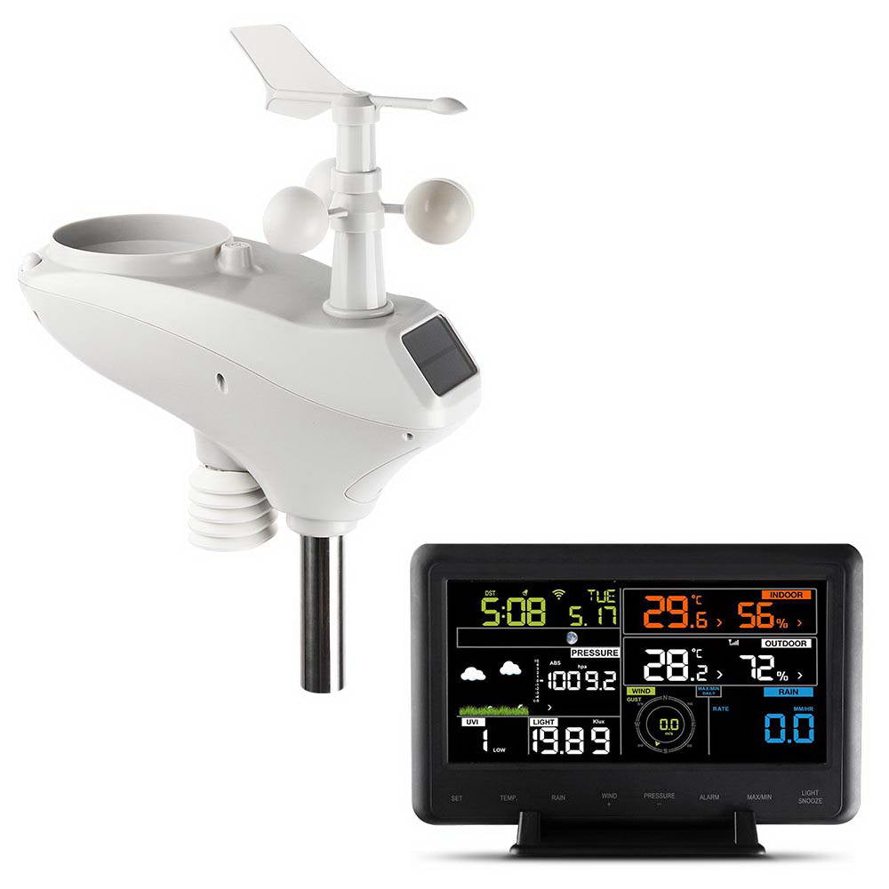 Devanti Wireless WiFi Professional Weather Station Solar Sensor LCD UV Light Devanti