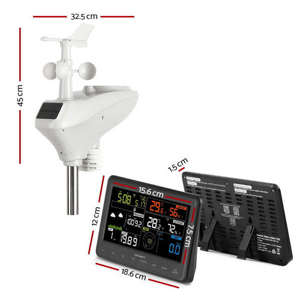 Devanti Wireless WiFi Professional Weather Station Solar Sensor LCD UV Light Devanti