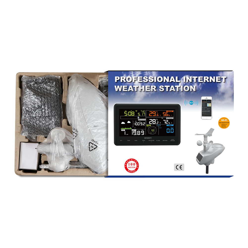 Devanti Wireless WiFi Professional Weather Station Solar Sensor LCD UV Light Devanti