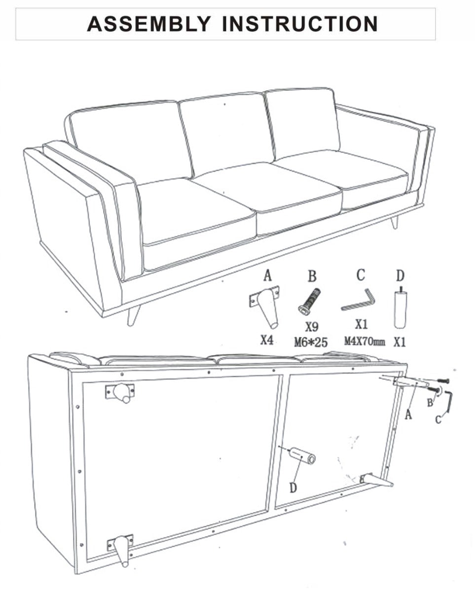 3 Seater Sofa Beige Fabric Modern Lounge Set for Living Room Couch with Wooden Frame Does not apply